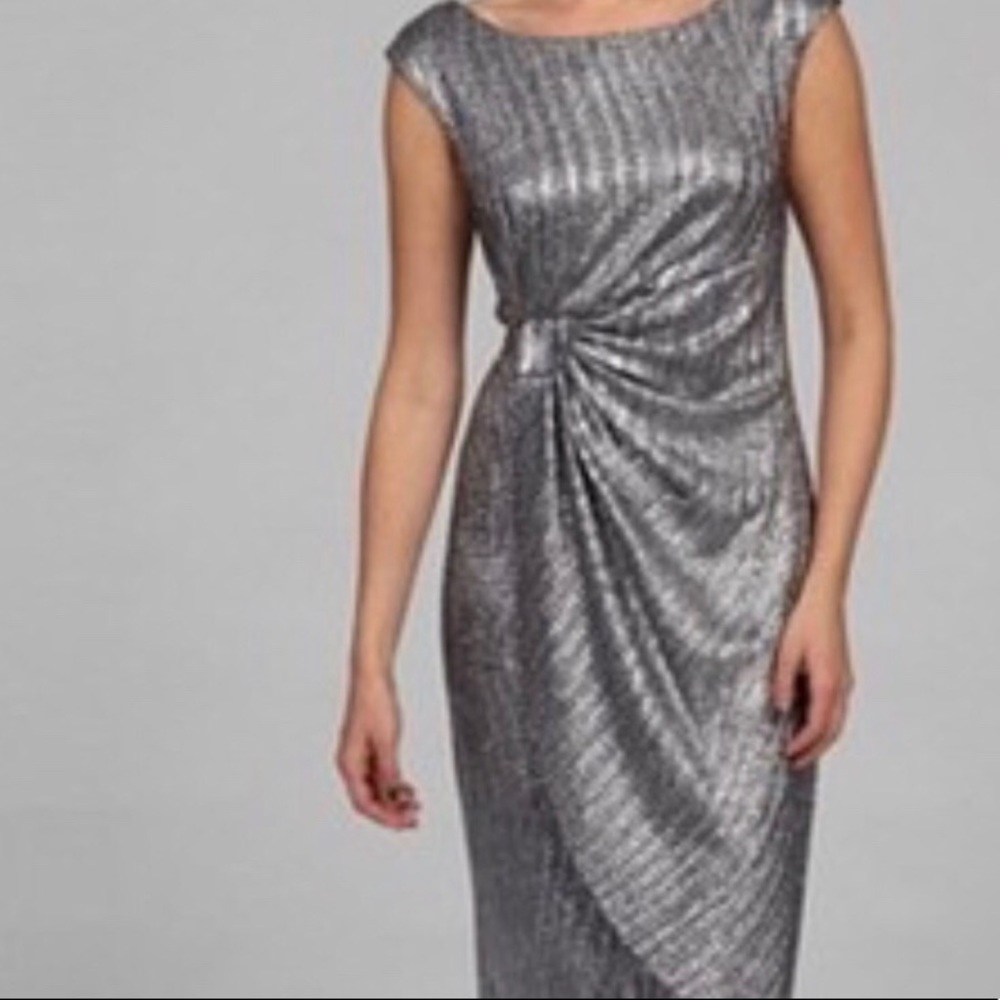 💕Connected Apparel Silver Metallic Dress